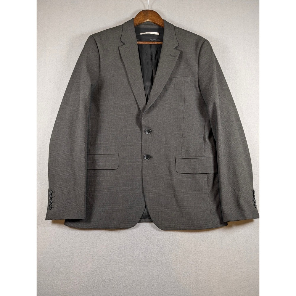 Calvin Klein Mens Slim Fit Blazer Charcoal Gray Plaid Sport Coat Size Medium